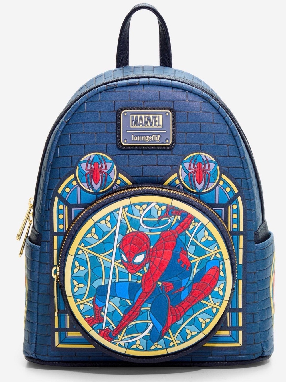 New Loungefly Marvel Spider-Man Stained Glass Portrait Mini Backpack